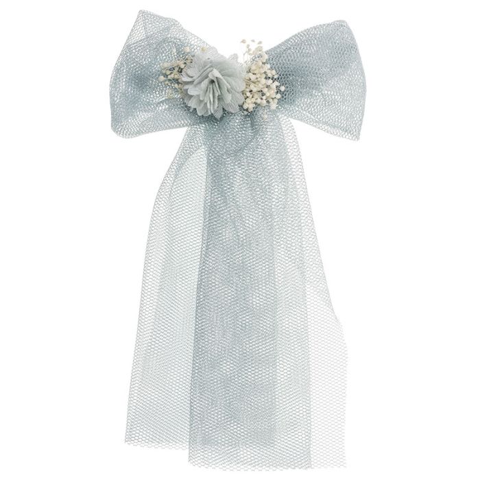 Clip pico-pato lazada tul florecita y gypso Verde Mar - La boutique de AyA La Boutique de AyA