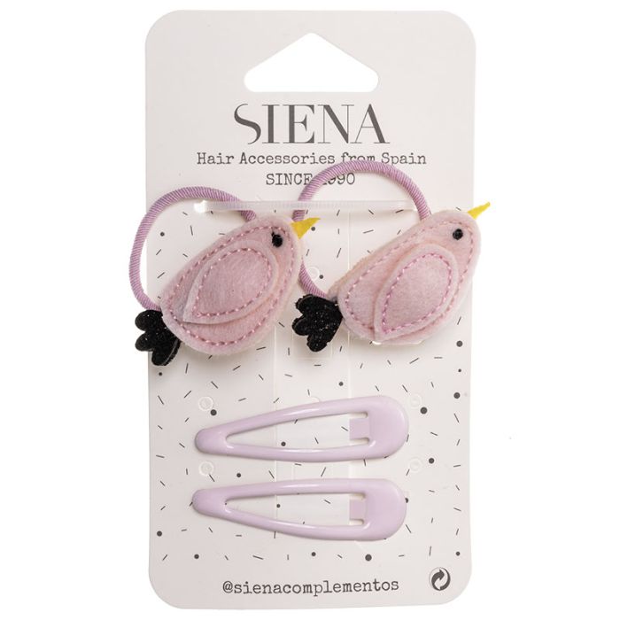 Pack 2 coleteros con gorrión + 2 clips pelo Siena - La boutique de AyA Siena