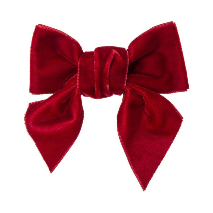Lazo Rojo de terciopelo 9 cm. con pinza pico-pato siena - La boutique de AyA Siena