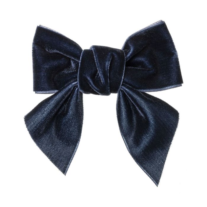 Lazo Azul Marino de terciopelo 9 cm. con pinza pico-pato siena - La boutique de AyA Siena