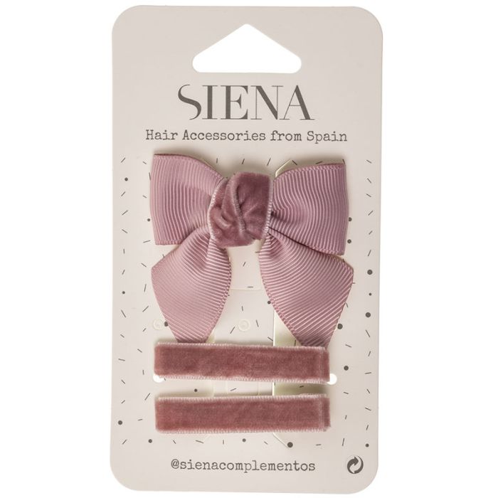 Pack lazo grosgrain y terciopelo con 2 clips Siena - La boutique de AyA Siena