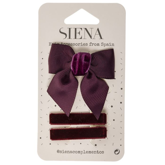 Pack lazo grosgrain y terciopelo con 2 clips Siena - La boutique de AyA Siena