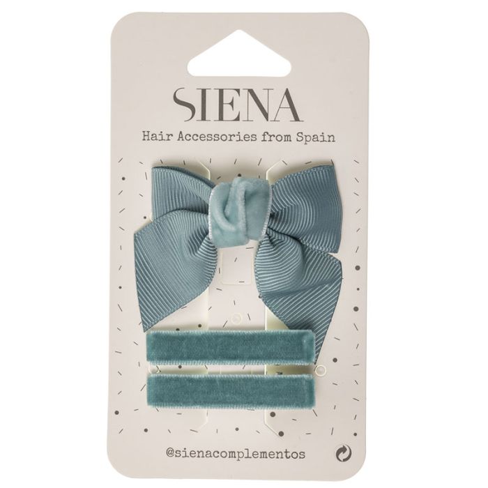 Pack lazo grosgrain y terciopelo con 2 clips Siena - La boutique de AyA Siena