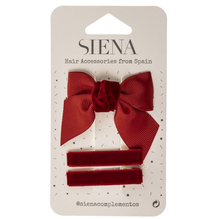 Pack lazo grosgrain y terciopelo con 2 clips Siena - La boutique de AyA Siena
