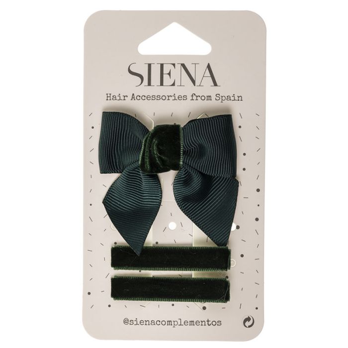 Pack lazo grosgrain y terciopelo con 2 clips Siena - La boutique de AyA Siena