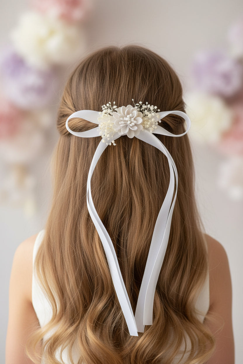 Lazada cintas Lulú tocado floral clip pelo blanco 209106529
