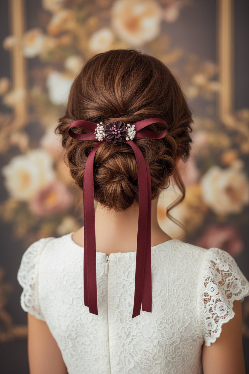 Lazada cintas Lulú tocado floral clip pelo burdeos 209106529k