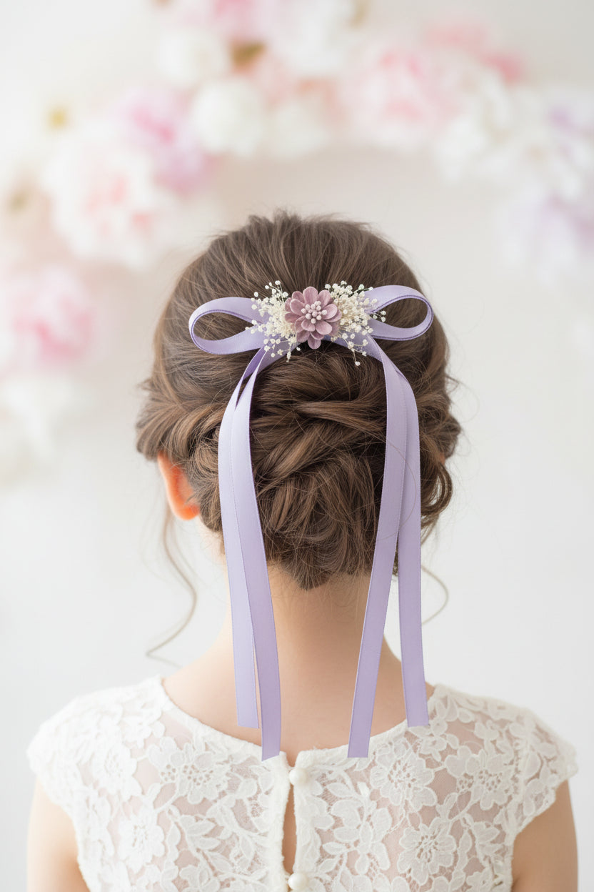 Lazada cintas Lulú tocado floral clip pelo morado claro 209106529t