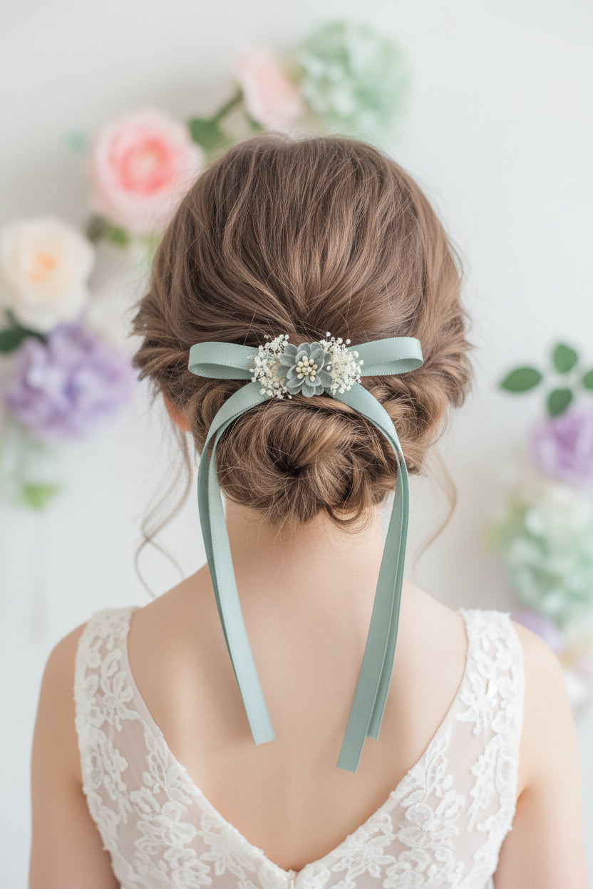 Lazada cintas Lulú tocado floral clip pelo verde mar 209106529vm