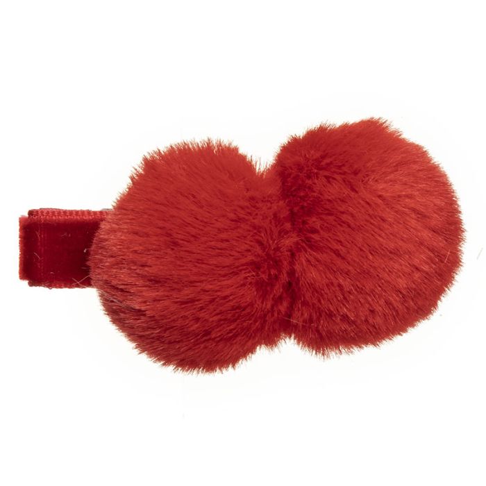 Mini clip pinza de terciopelo con pompones Siena - La boutique de AyA Siena