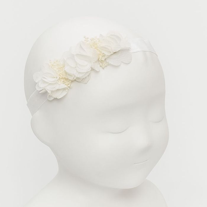 Cinta de pelo Blanco Roto para bebé con flores y gypsophila Siena - La boutique de AyA Siena