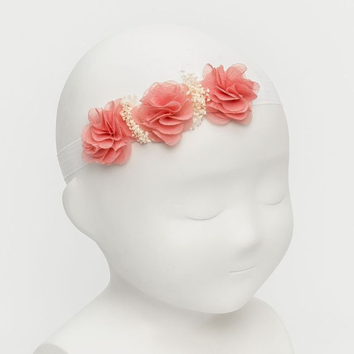 Cinta de bebécon 3 flores debambula y florseca Coral - La boutique de AyA La Boutique de AyA