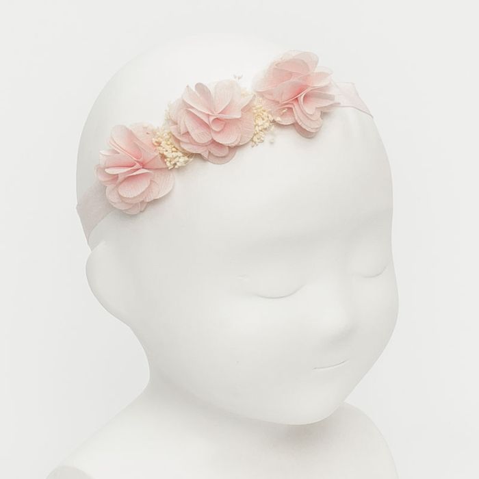 Cinta de bebécon 3 flores debambula y florseca Rosa Pastel - La boutique de AyA La Boutique de AyA
