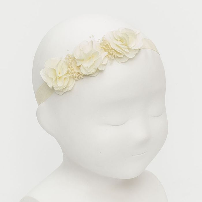 Cinta de bebécon 3 flores debambula y florseca Crudo - La boutique de AyA La Boutique de AyA