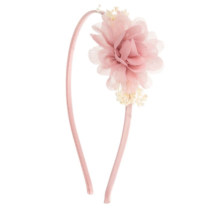 Diadema con pequeño tocado de bambula y flor seca natural Rosa Francia - La boutique de AyA La Boutique de AyA