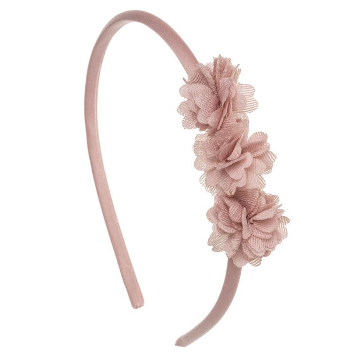 Diadema suave con 3 florecitas de bambula Rosa Francia - La boutique de AyA La Boutique de AyA