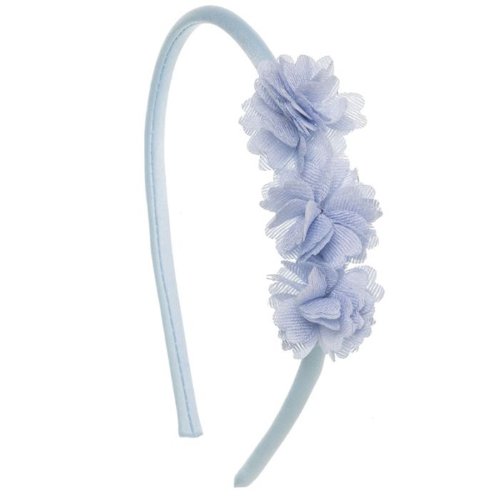 Diadema suave con 3 florecitas de bambula Azul cielo - La boutique de AyA La Boutique de AyA