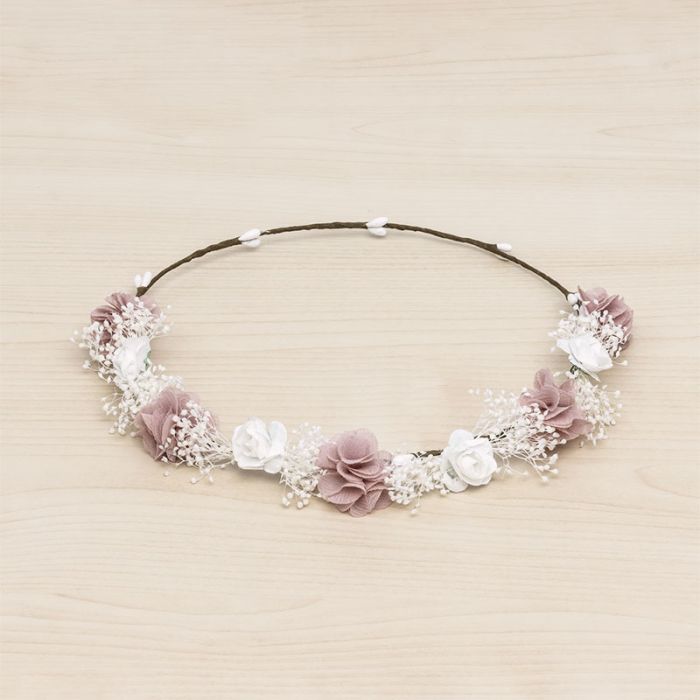 Corona con flores Rosa Francia combinadas y gypsophila Siena - La boutique de AyA Siena