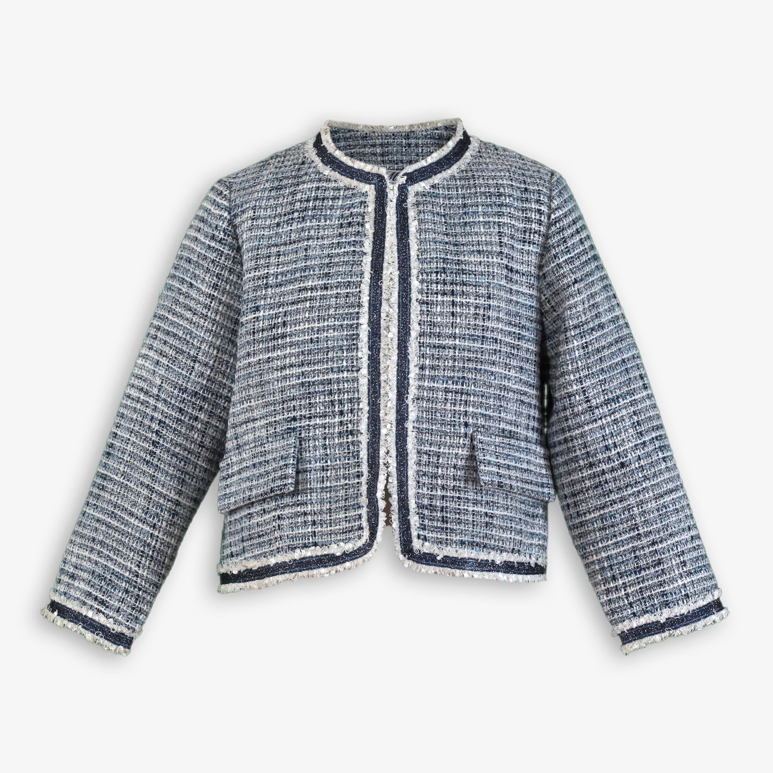 Conjunto 3 piezas chaqueta short niña celeste Miranda 0228