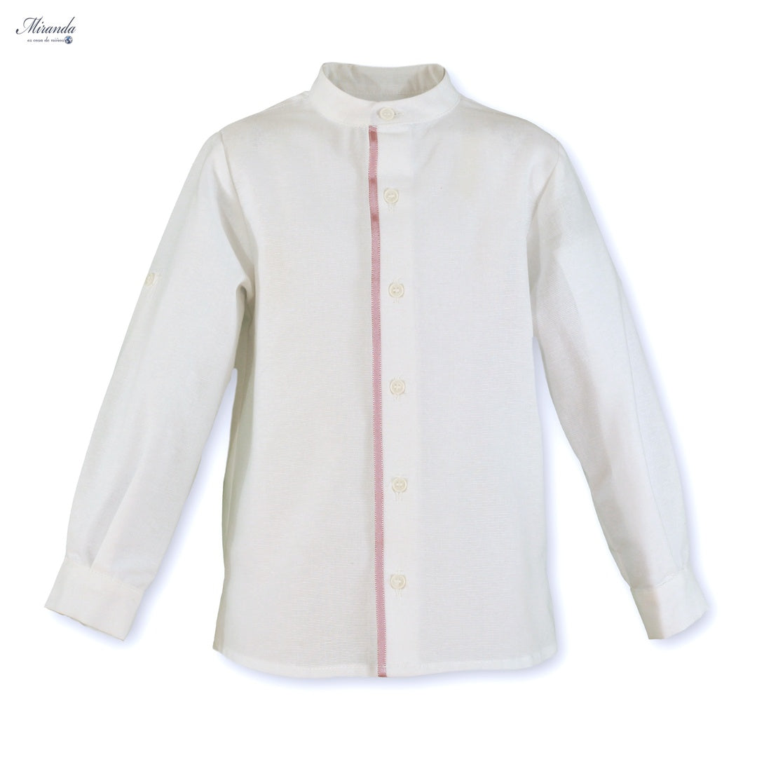 Camisa blanca cuello mao para conjunto de ceremonia niño, marca Miranda – verano
