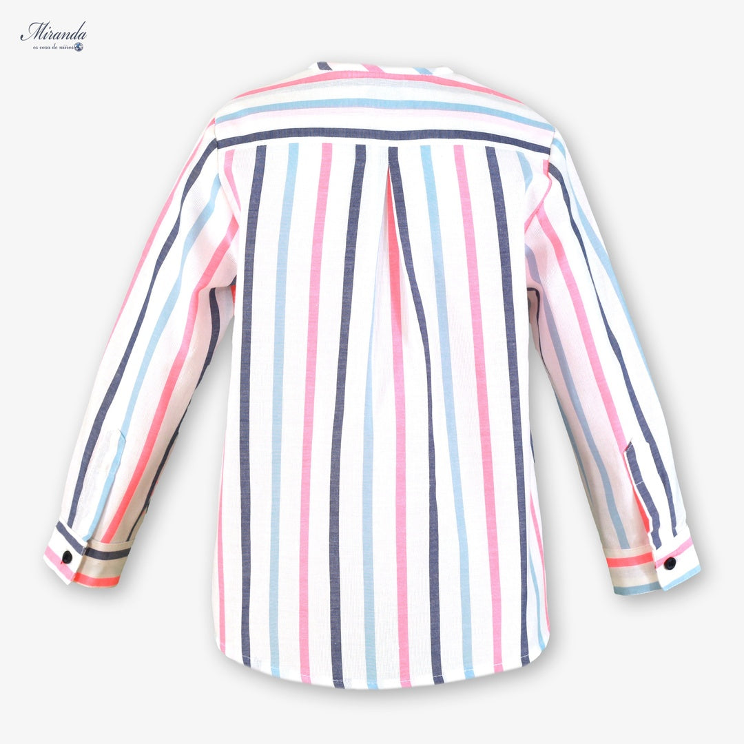 Conjunto Infantil de Ceremonia Camisa Rayas y Pantalón Azul Miranda 0244