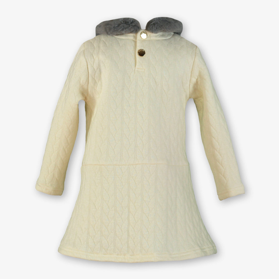 Vestido niña infantil punto cuello terciopelo gris oscuro MIRANDA 0247