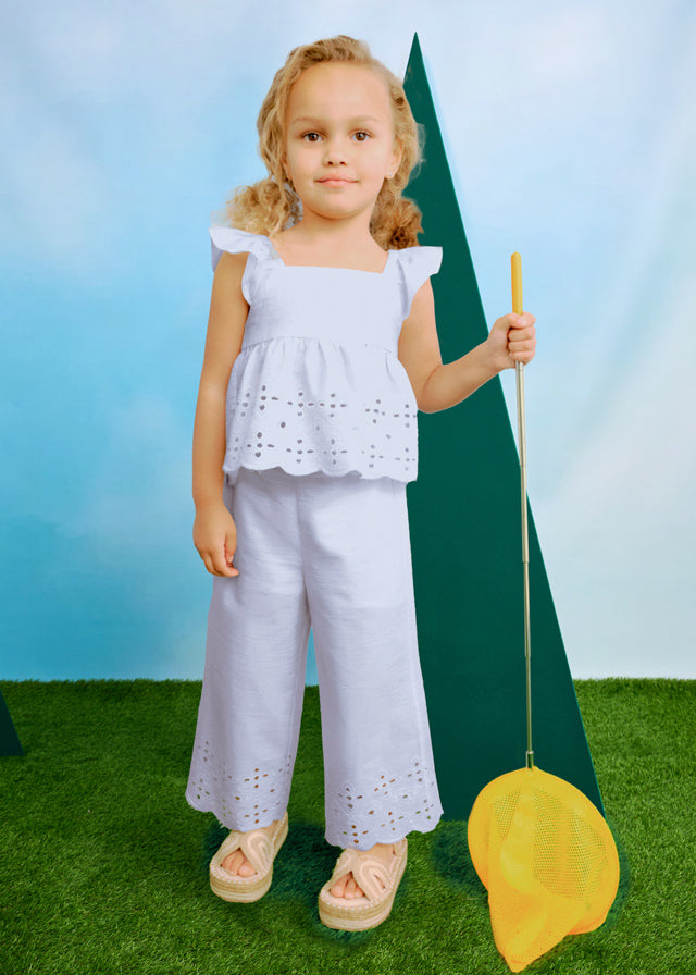 Conj. pantalon largo perforado Blanco Mayoral 3561 - La boutique de AyA Mayoral