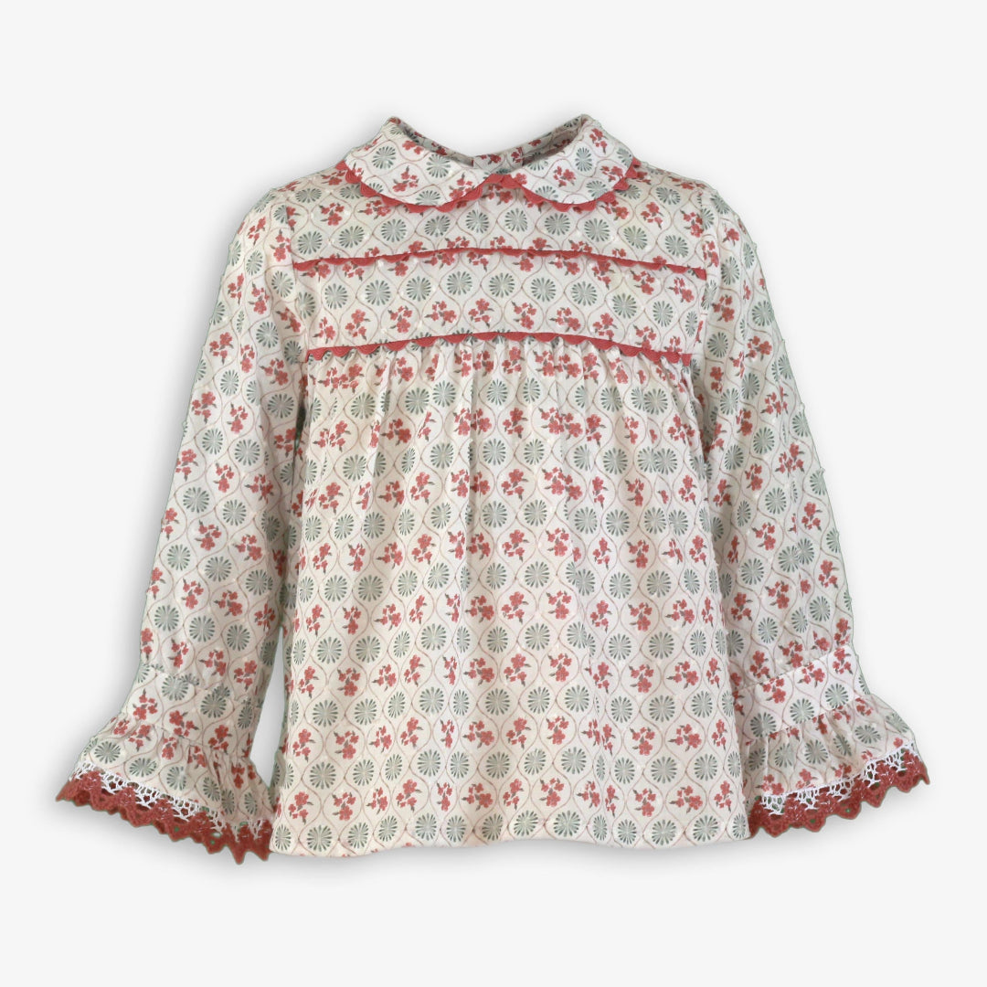 Conjunto blusa y falda estampado verde agua MIRANDA 0255