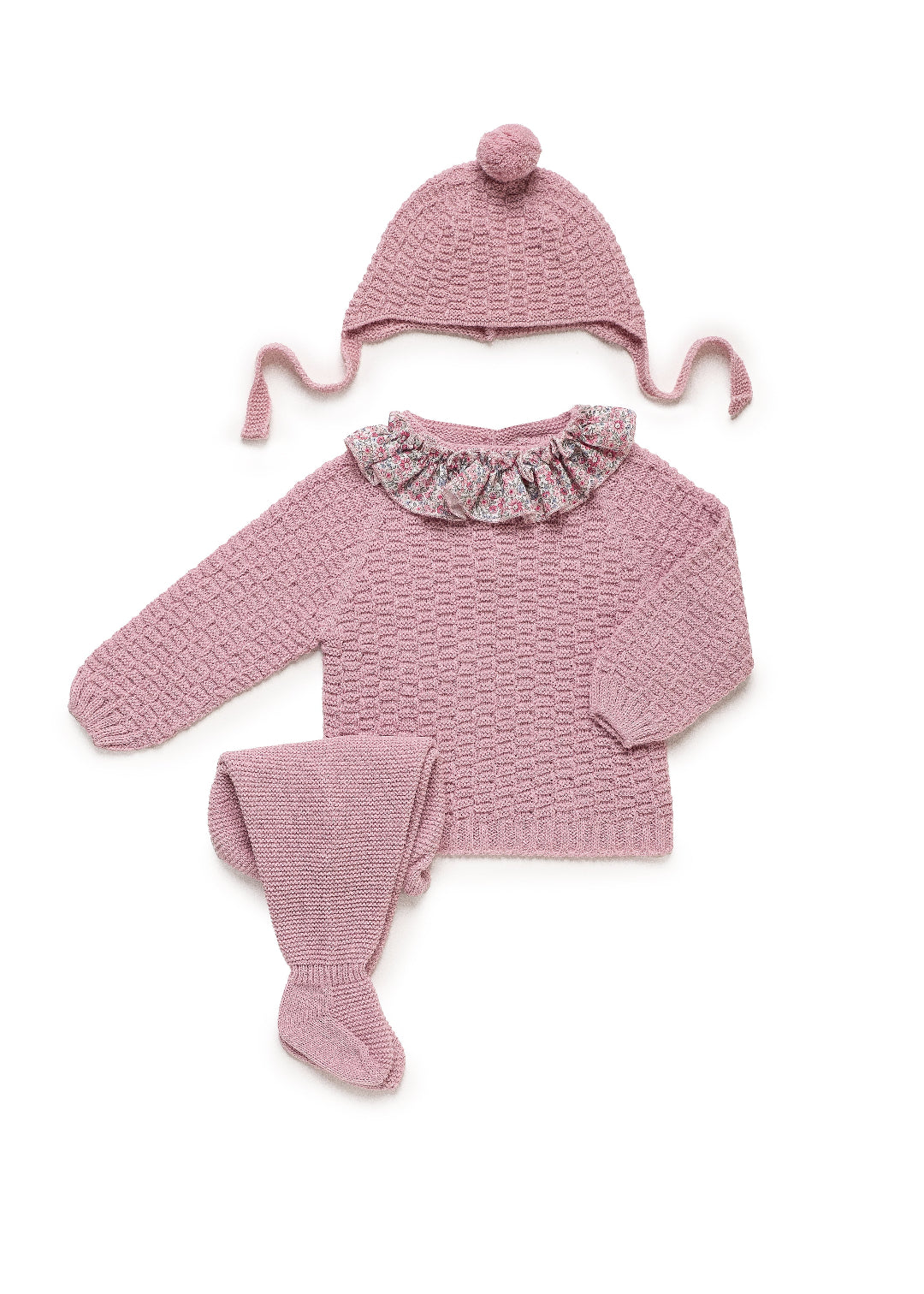 CONJUNTO 3.P CUADRITOS VOLANTE FLORES Juliana 25548