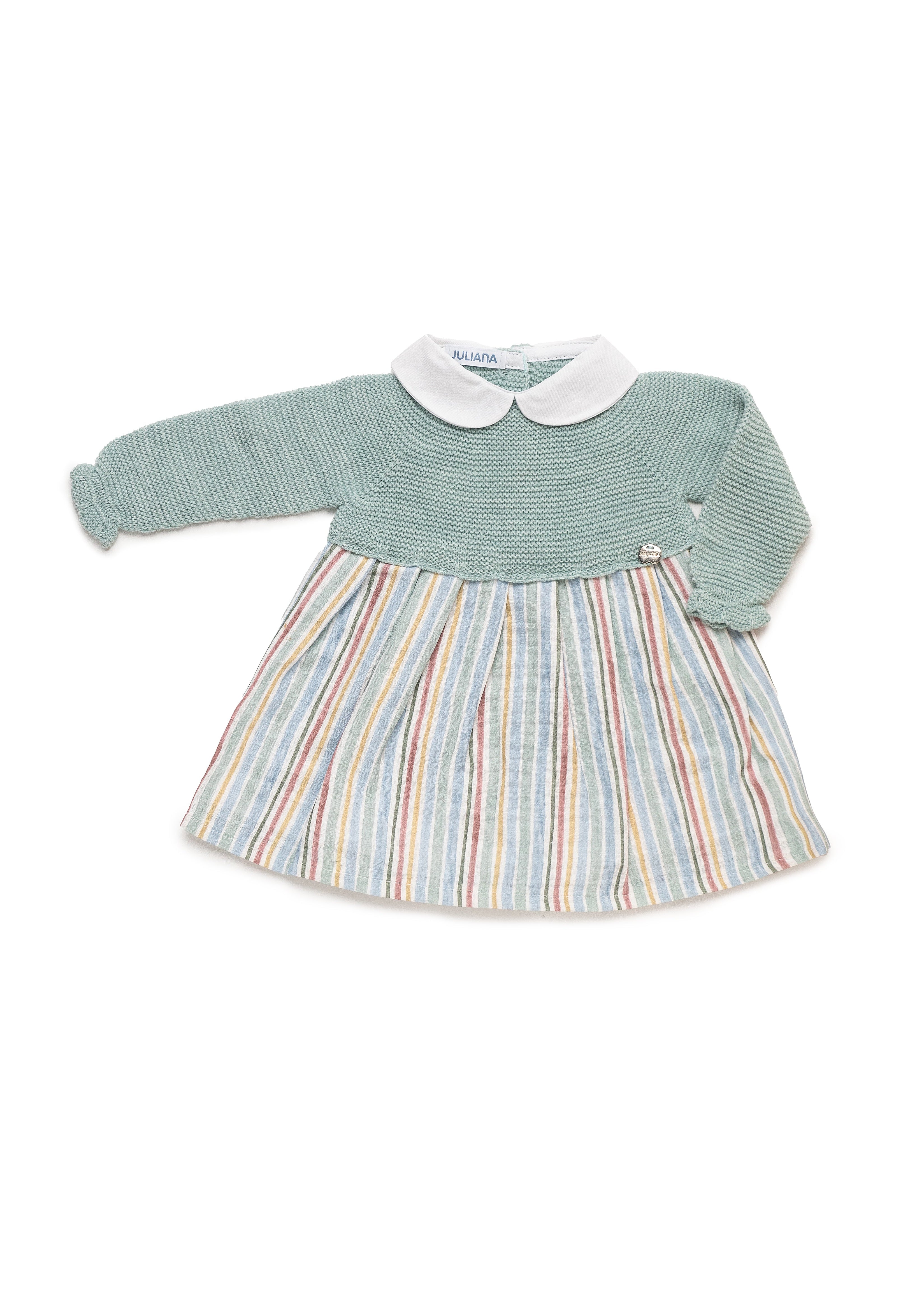 Vestido cuerpo punto rayado verde menta Juliana 25645