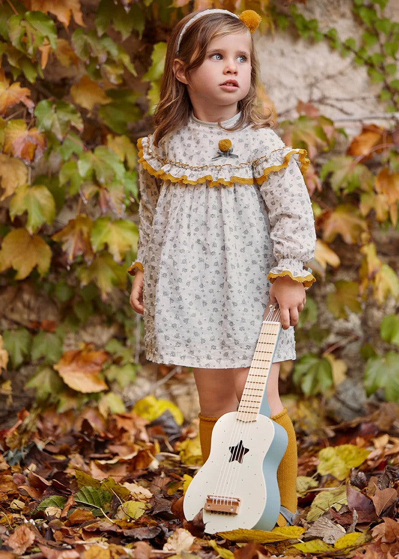 VESTIDO ENTERIZO FLORECITAS Gris mostaza 25666