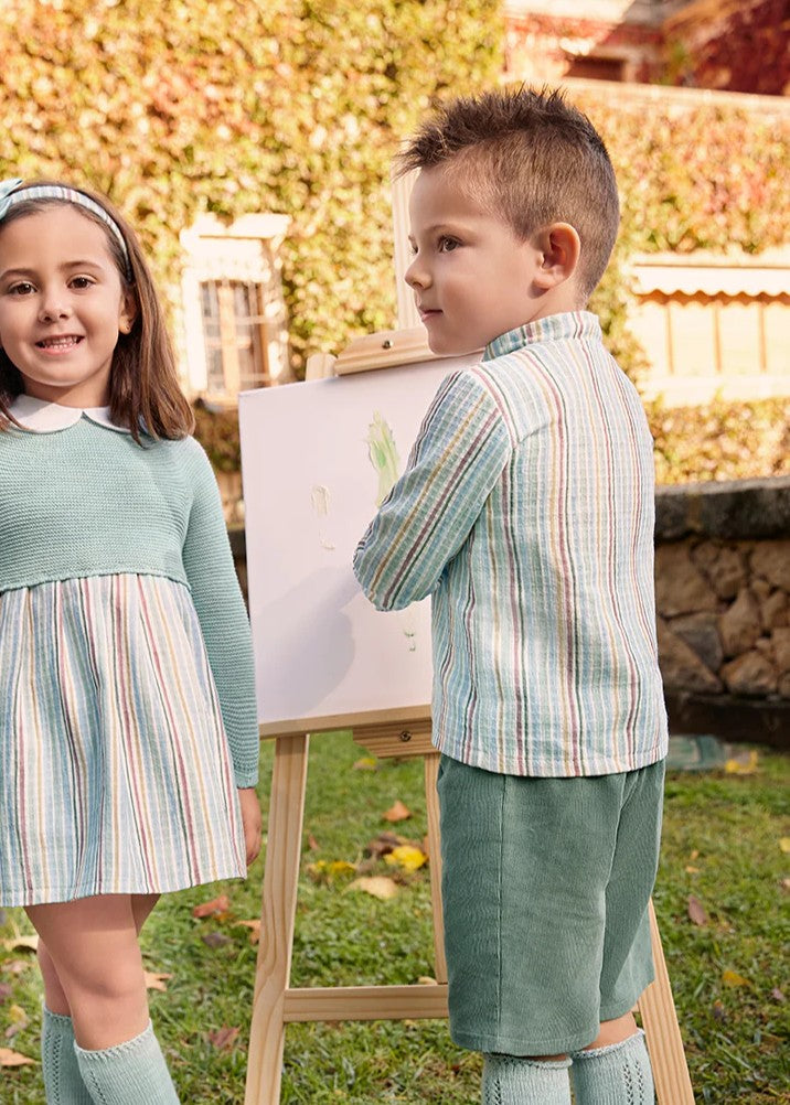 CONJUNTO CAMISA RAYADA PANTALON PANA Juliana 25693