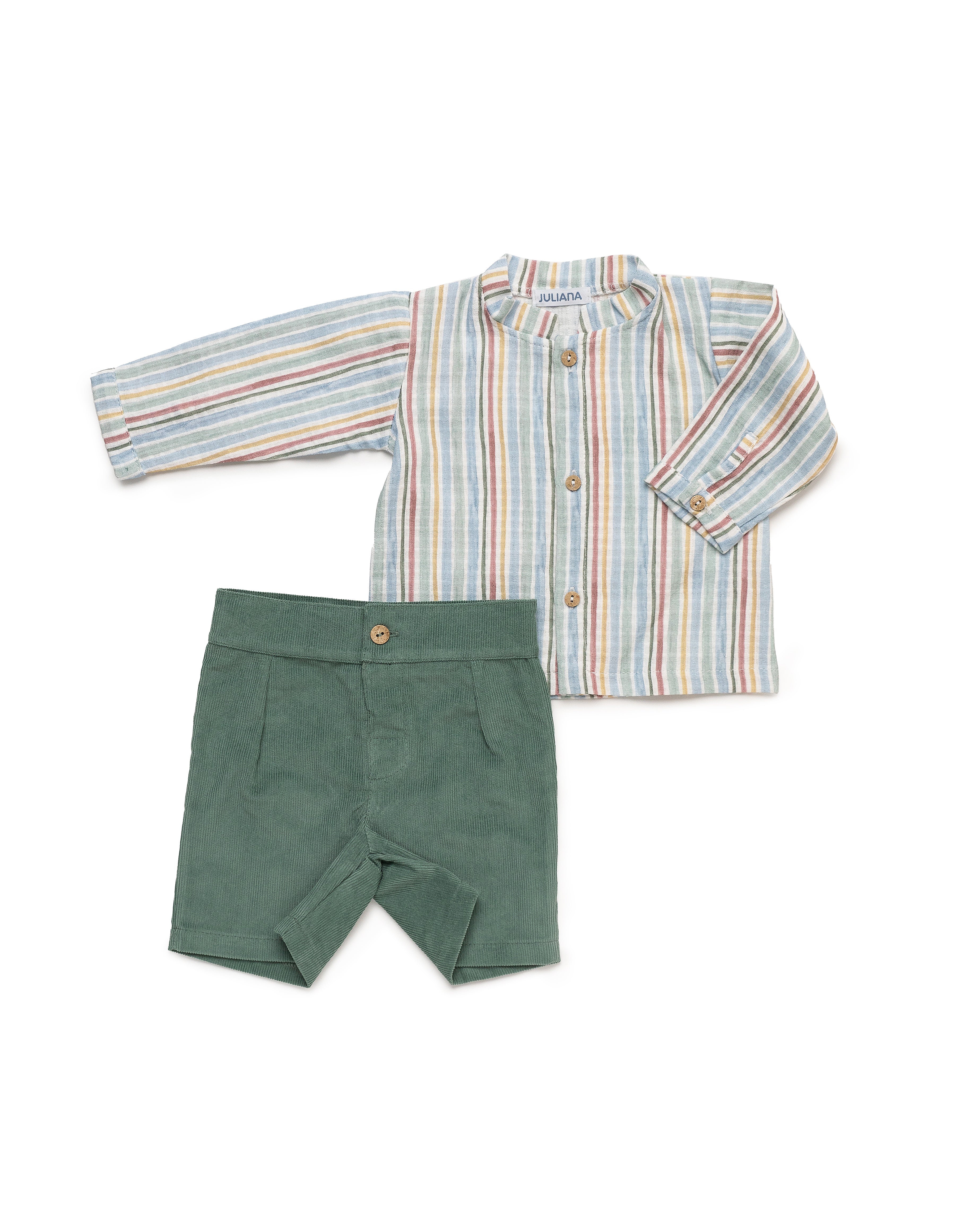 CONJUNTO CAMISA RAYADA PANTALON PANA Juliana 25693