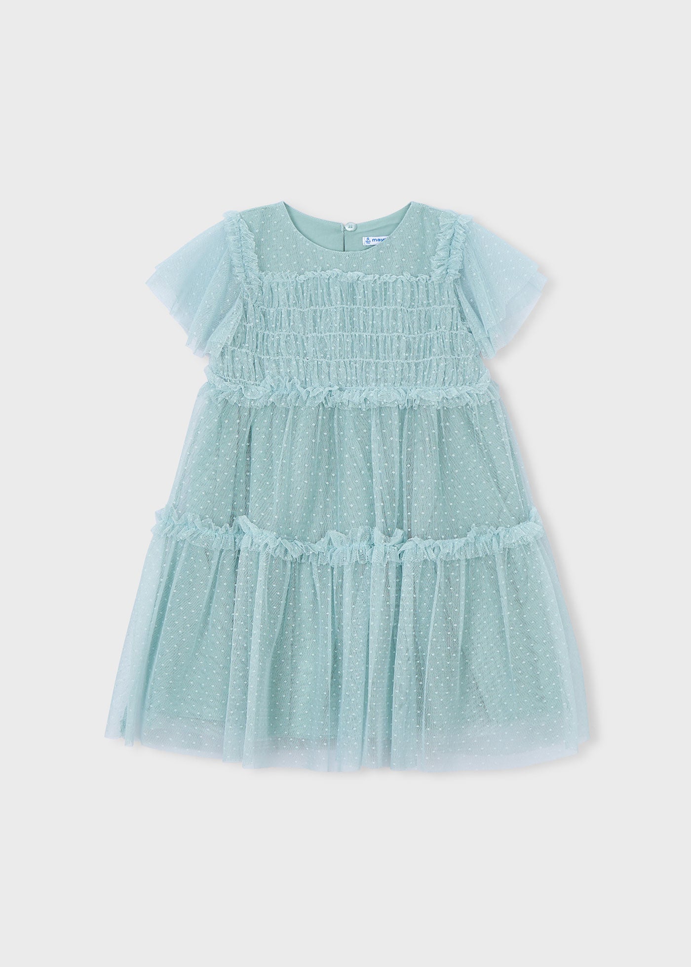 Vestido niña verde agua tul plumeti Mayoal 03917