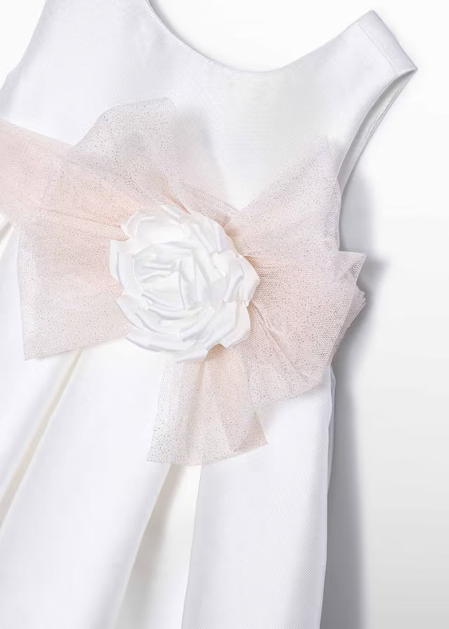 Vestido Mikado Bebé Niña Abel & Lula Color Nata con Flor 05010