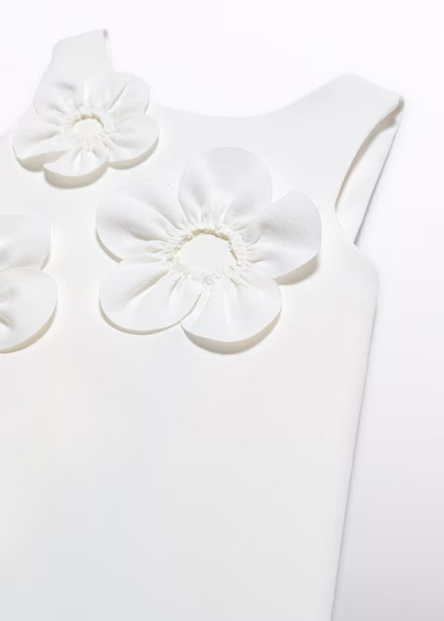 Vestido niña crepé blanco con flores 3D – Abel y Lula 05055
