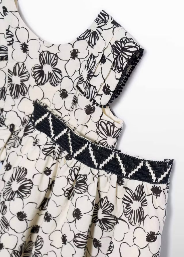 Conjunto Top y Falda Midi Estampada Crema y Negro Abel & Lula 05063