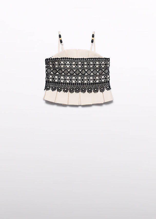 Top de Tirantes Crema Abel & Lula con Encaje Negro (SKU 05171)