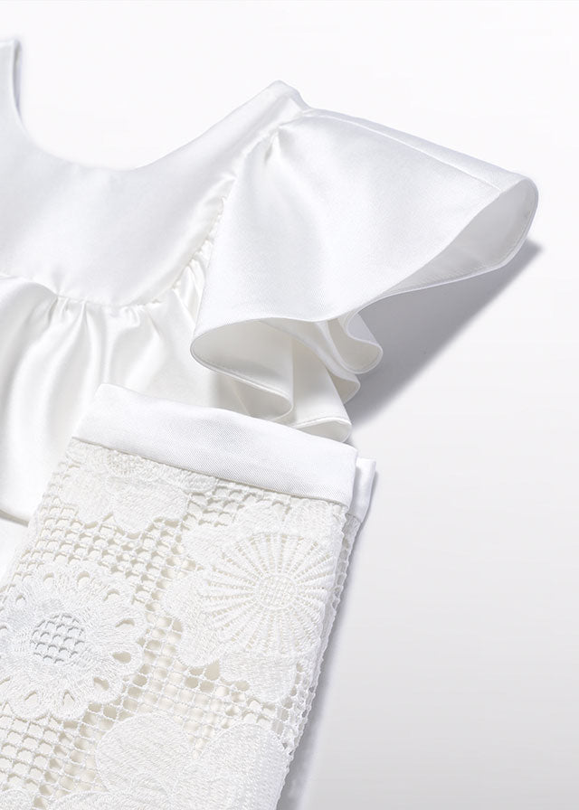 Conjunto de Guipur Color Abel & Lula con Top de Volantes y Pantalón Largo 05212