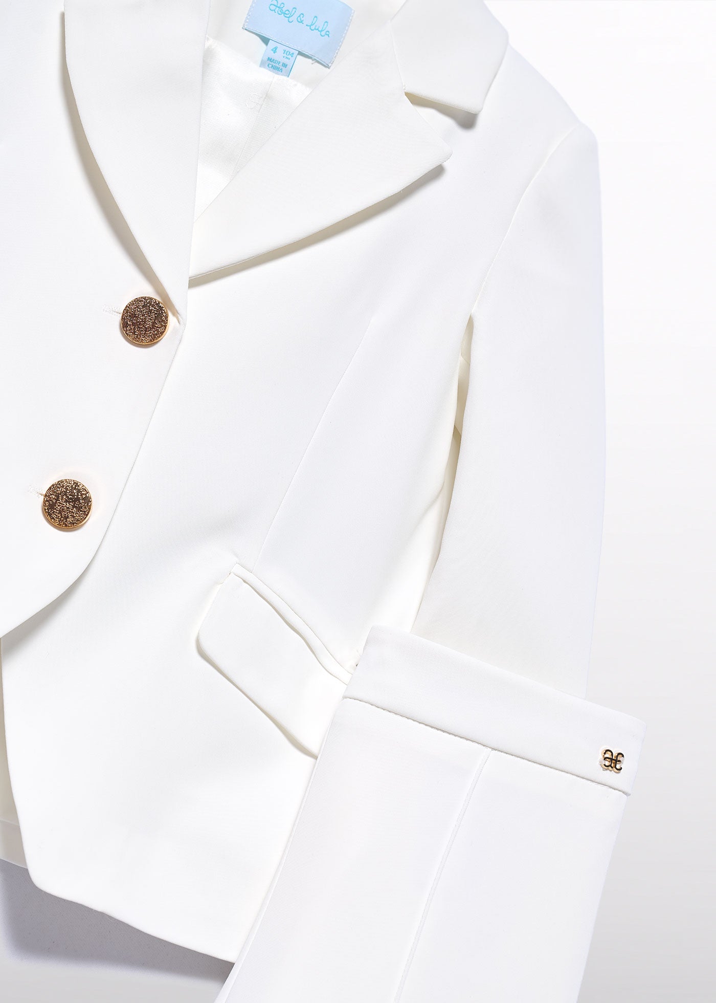 Traje de Chaqueta y Pantalón en Crepe para Ceremonia Niña - Abel & Lula Color Nata 05218