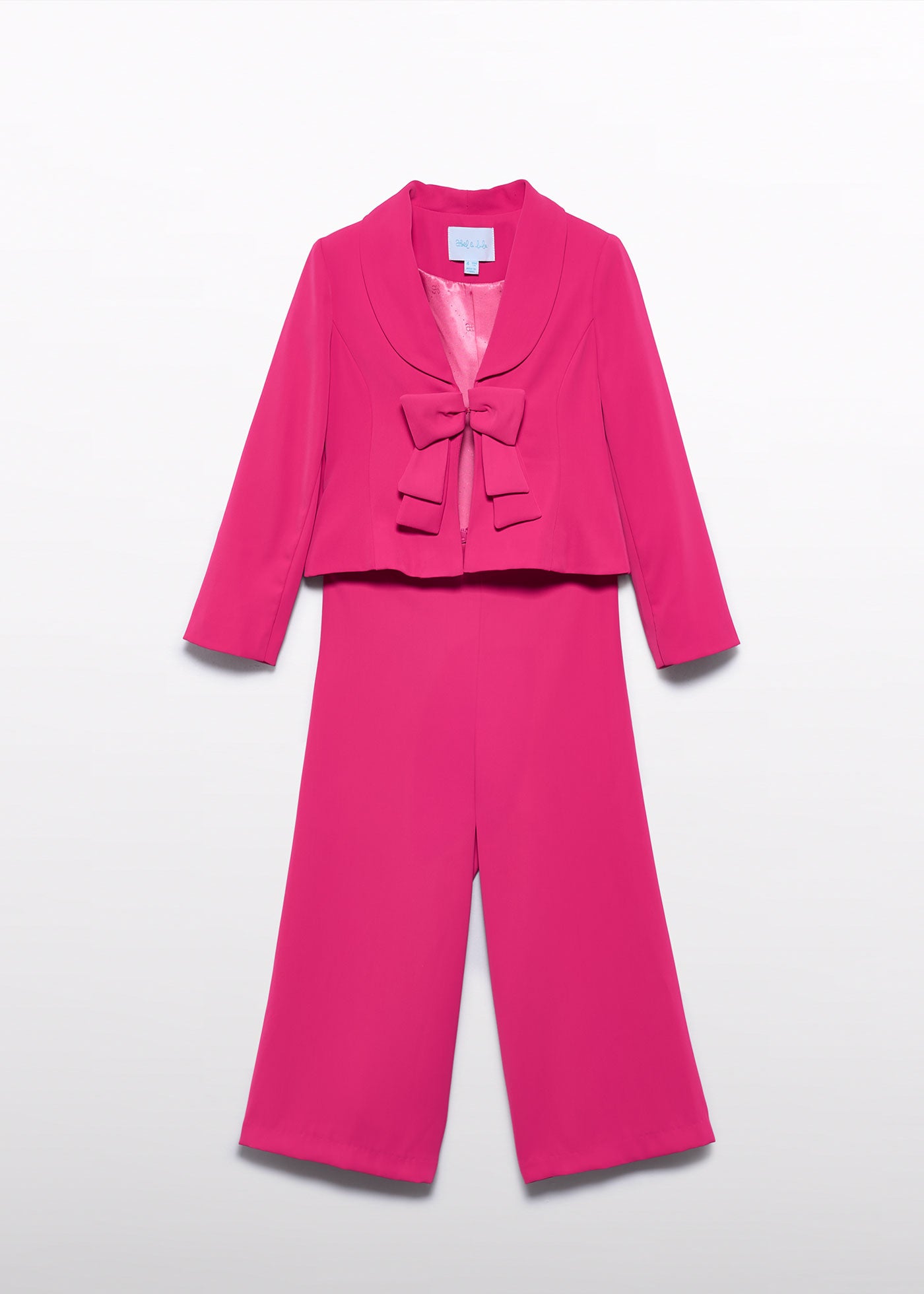 Traje de Ceremonia para Niña en Crepe Fucsia con Detalle de Lazada - Abel & Lula 05220