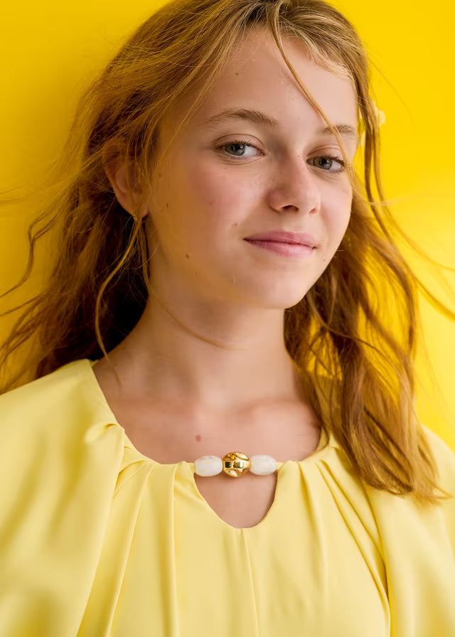 Mono Largo Crepe Amarillo Abel & Lula con Manga Volumen 05275