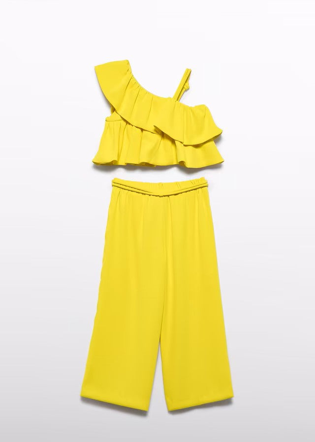 Conjunto niña amarillo top asimétrico y pantalón largo – Abel y Lula 05283
