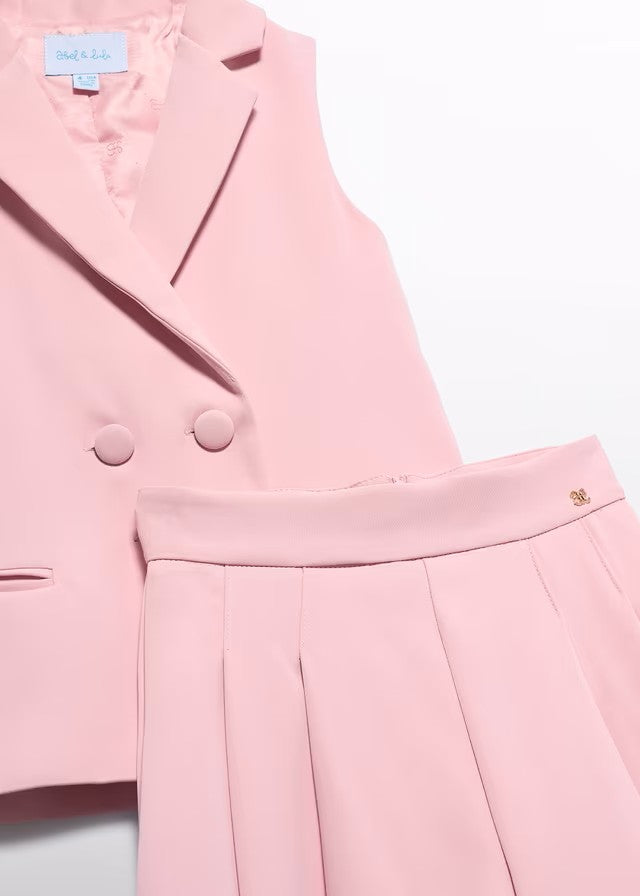 Conjunto niña chaleco y bermuda rosa empolvado – Abel y Lula 05287