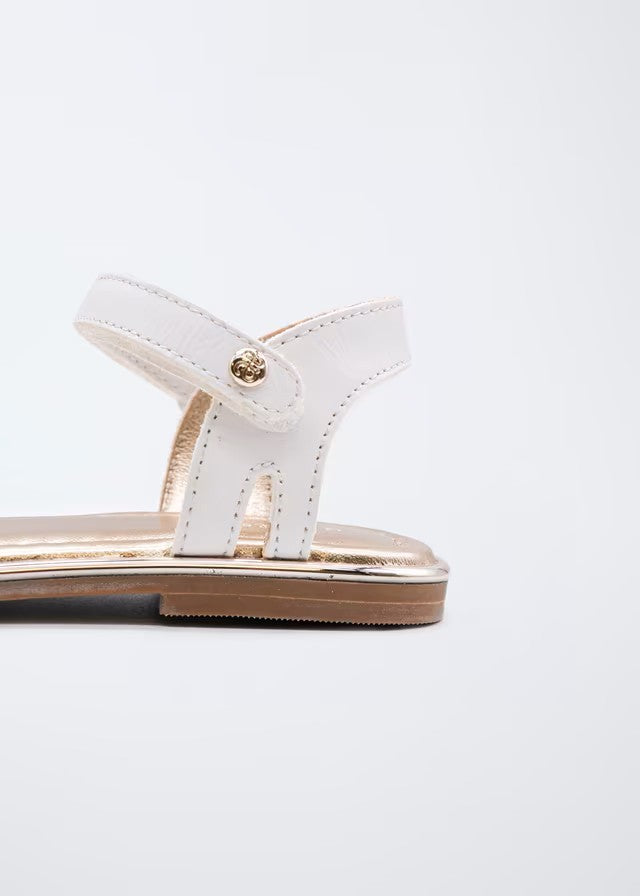 Sandalia de piel lazada tul color nata