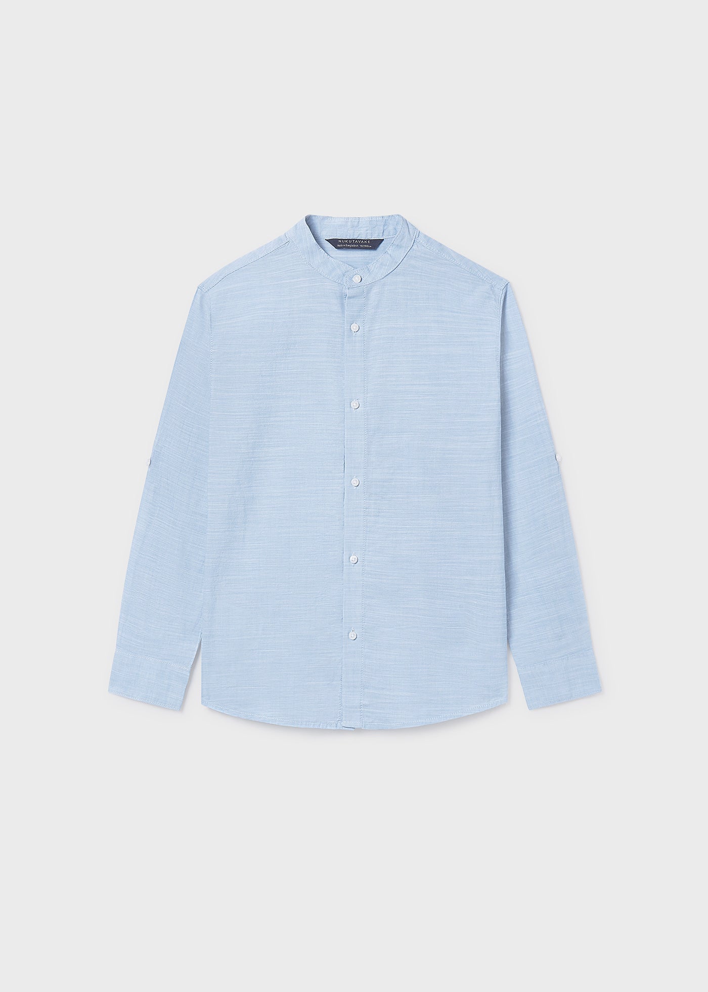 Camisa algodón celeste m/l cuello mao Mayoral 06176