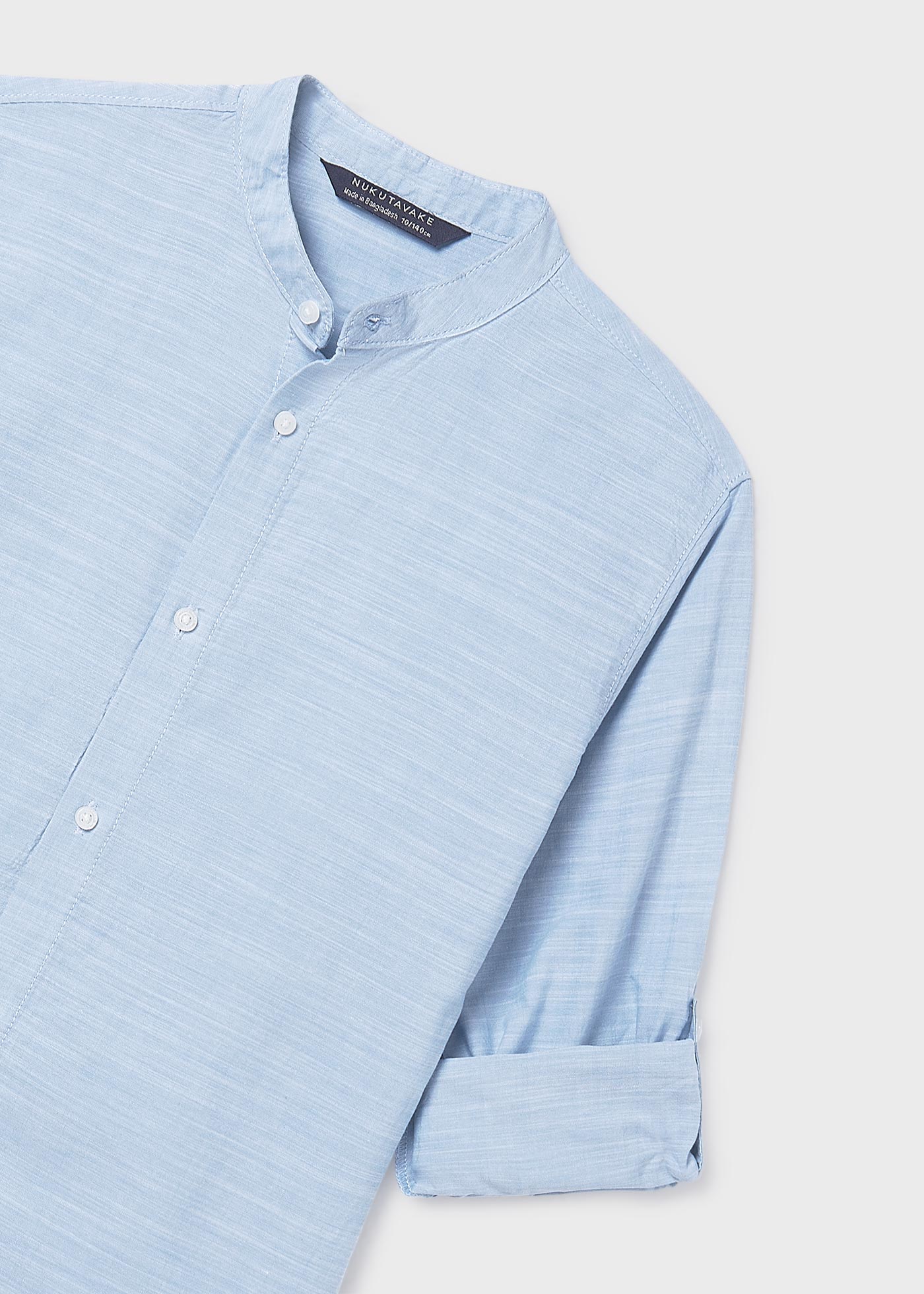 Camisa algodón celeste m/l cuello mao Mayoral 06176