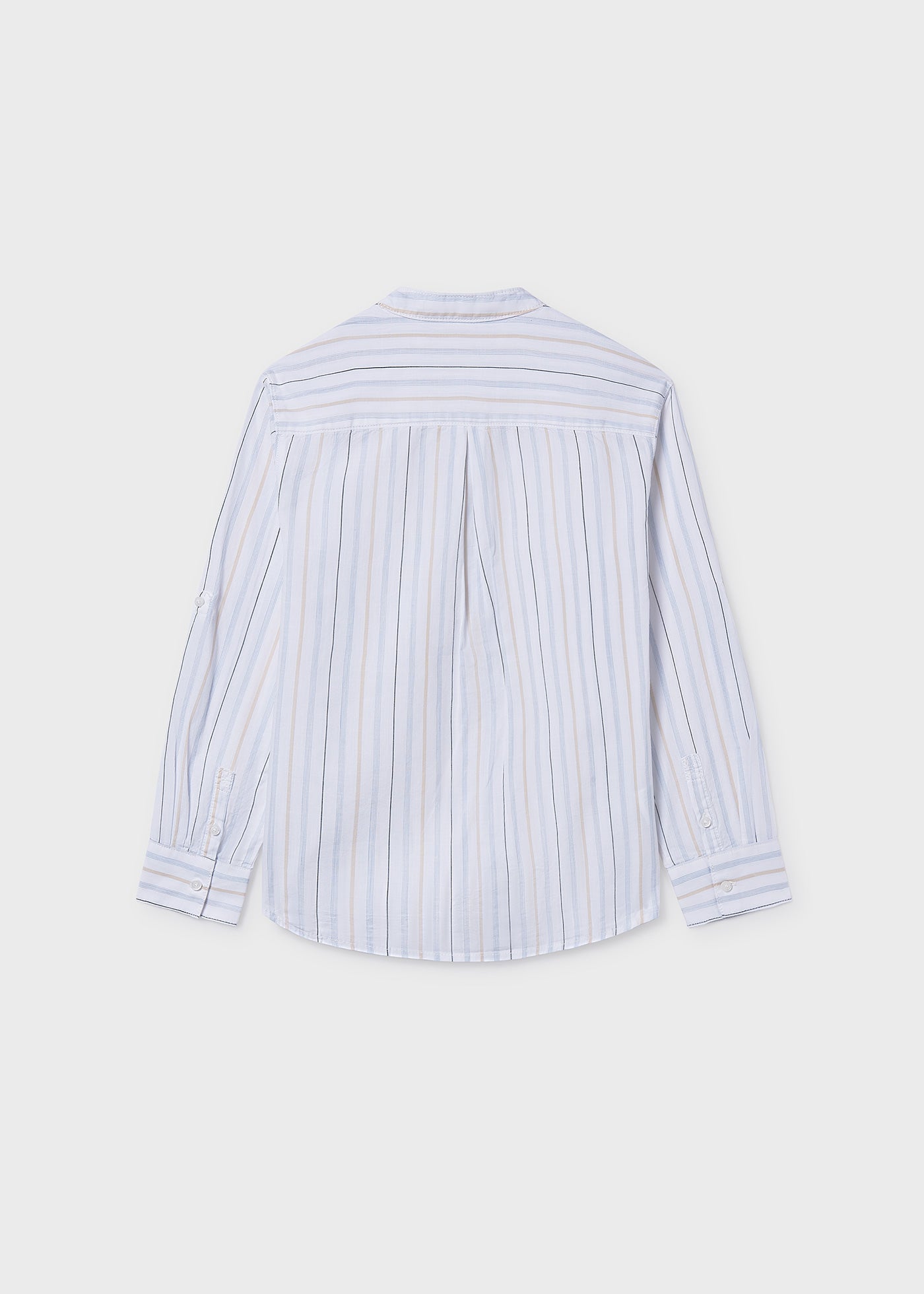 Camisa algodón celeste rayas m/l cuello mao Mayoral 06176