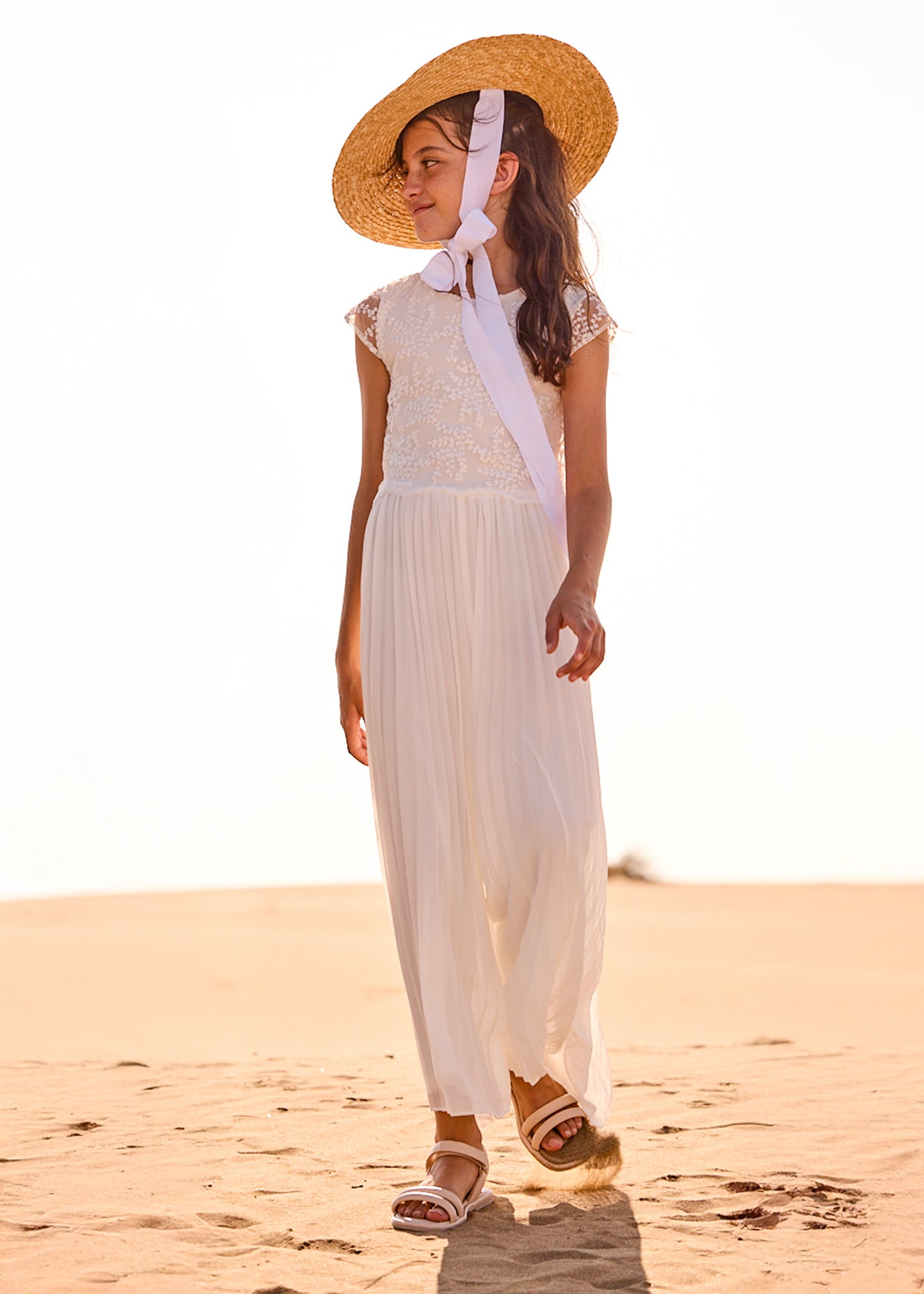 Mono largo nata niña combinado plisado 06871