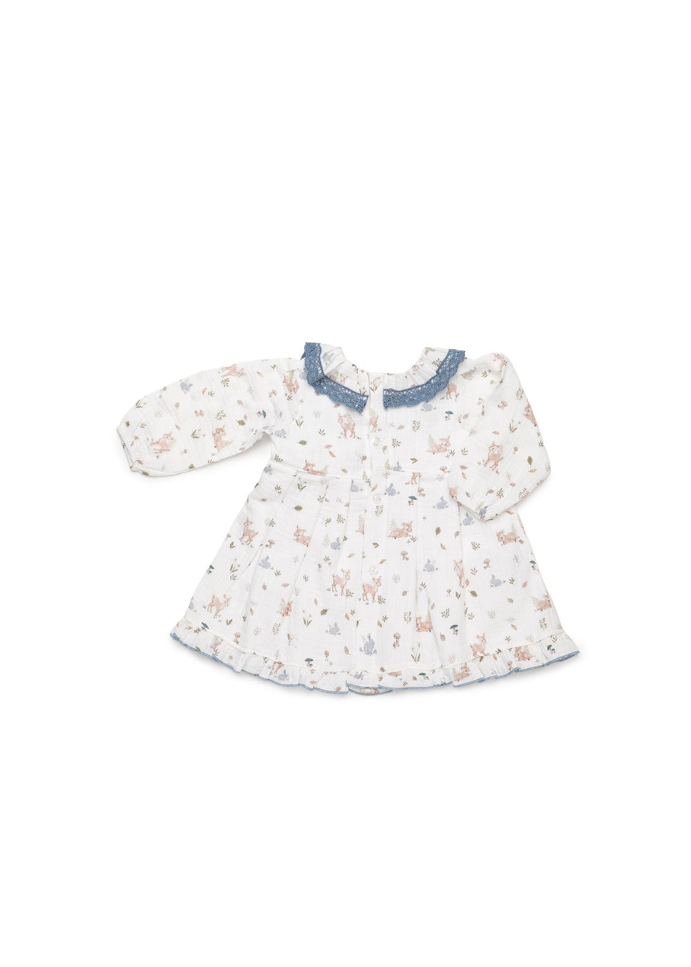 Vestido niña azul cielo animalitos corte cintura Juliana 26664 - vista trasera - referencia 26664